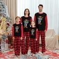 thumbnail image 3 of Matching Christmas Pajamas for Family Long Sleeve Elf Print Tops Plaid Pants Set Loungewear, 3 of 7