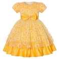 thumbnail image 2 of PXLKNZH Girls' Princess Dress Costume Short Sleeve Birthday Pageants Party Wedding Bridesmaid Holiday Fancy Dresses Up 2-8 Years Yellow,5-6 Years, 2 of 7