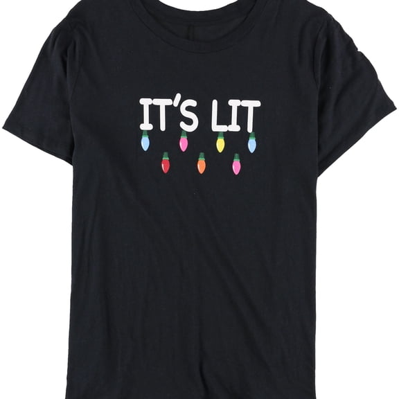 Carbon Copy Womens It's Lit Graphic T-Shirt, Black, Medium