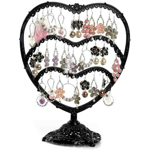Namzi Earring Display, 11 inch Tall Jewelry Holder with 58 Hooks and 3 Tiers Earring Holder for Girls and Women Jewelry Tree, Perfect for Dresser, Nightstand and Countertop Jewelry Display (Black)
