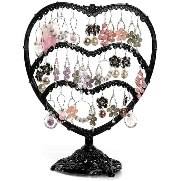Earring Display, 11 inch Tall Jewelry Holder with 58 Hooks and 3 Tiers Earring Holder for Girls and Women Jewelry Tree, Perfect for Dresser, Nightstand and Countertop Jewelry Display (Black)