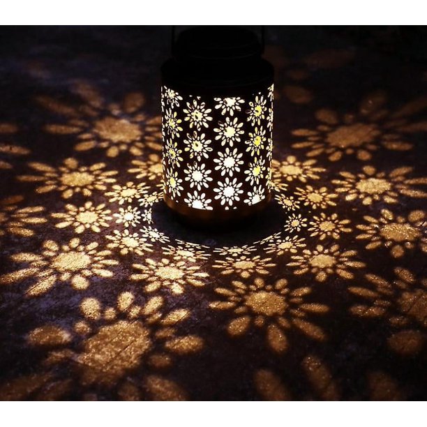 1 paquete de luces solares para exteriores, lámpara de mesa con energía solar, luces colgantes, lámpara de jardín, linterna de metal con asa para patio, jardín, pasarela al aire li