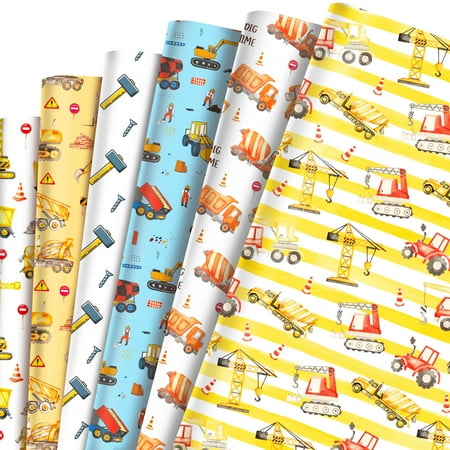 Adirasenotek Construction Wrapping PresNok Paper for Boy Kids 12 Large Truck Gift Wrap Tractor Wrapping Papers for Holiday Birthday Wrapping Paper Boy Kids DIY Crafts Gift Wrapping (20x27In)