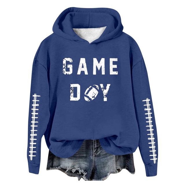 WEAIXIMIUNG Sweat à Capuche pour Femmes, Imprimé Football Baseball, Col Rond et Manches Longues