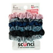 Scunci Mini Velvet Scrunchie Hair Ties, Jewel Tones and Black, 6 Ct