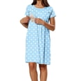 thumbnail image 6 of HAOTAGS Maternity Knee Dress, Short Sleeve Nurse Access Gown Hidden Panel Feed Hospital Tee Shift Classic Dress Blue L, 6 of 6