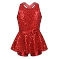 thumbnail image 1 of Miaeowve Jupe Justaucorps Croisé à Sequins Brillants pour Filles Enfants Robe de Danse Ballet pour Jazz Moderne Rouge 12, 1 of 7