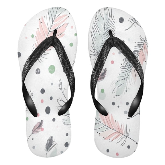 Unisex Comfort Flip Flops Summer Thong Sandals Non Slip Soles Flip Flop for Beach, Pool, and Daily Wear Feathers Pattern XS