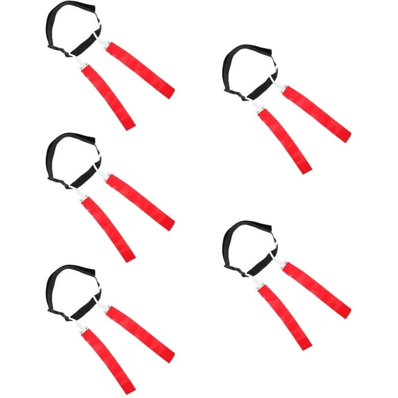 LEEYNEER Set of 5 American Football Belt Flags for Rugby Waist Game Multipurpose Soccer Party Supplies Red Ribbon Pvc Student