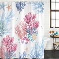 thumbnail image 2 of Pink Blue Coastal Bathroom Shower Curtains with 12 Hooks Polyester Waterproof Shower Curtain for Stalls and Bathtubs Ocean Coral Summer Beach Nautical Decorative Bathroom Privacy Curtain 72x96 Inches, 2 of 8