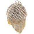 thumbnail image 5 of Bolso de mano redondo con borlas para mujer, bolso de noche, bandolera con diamantes de imitación, para boda, cóctel o fiesta, 5 of 5