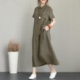 thumbnail image 1 of MYG Robe Longue Décontractée Vintage en Coton et Lin pour Femmes Été Manches Courtes, 1 of 9