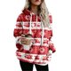 thumbnail image 1 of Sudadera de manga larga para mujer con cordón y estampado navideño con capucha para otoño e invierno Rojo XXL, 1 of 6