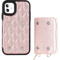 thumbnail image 6 of Crossbody Detachable 2 in 1 Wallet Case for iPhone 11,Crossbody Case with Zipper Card Holder Bag Wrist Strap Lanyard Purse Compatible with Apple iPhone 11 6.1 inch,Rosegold, 6 of 14
