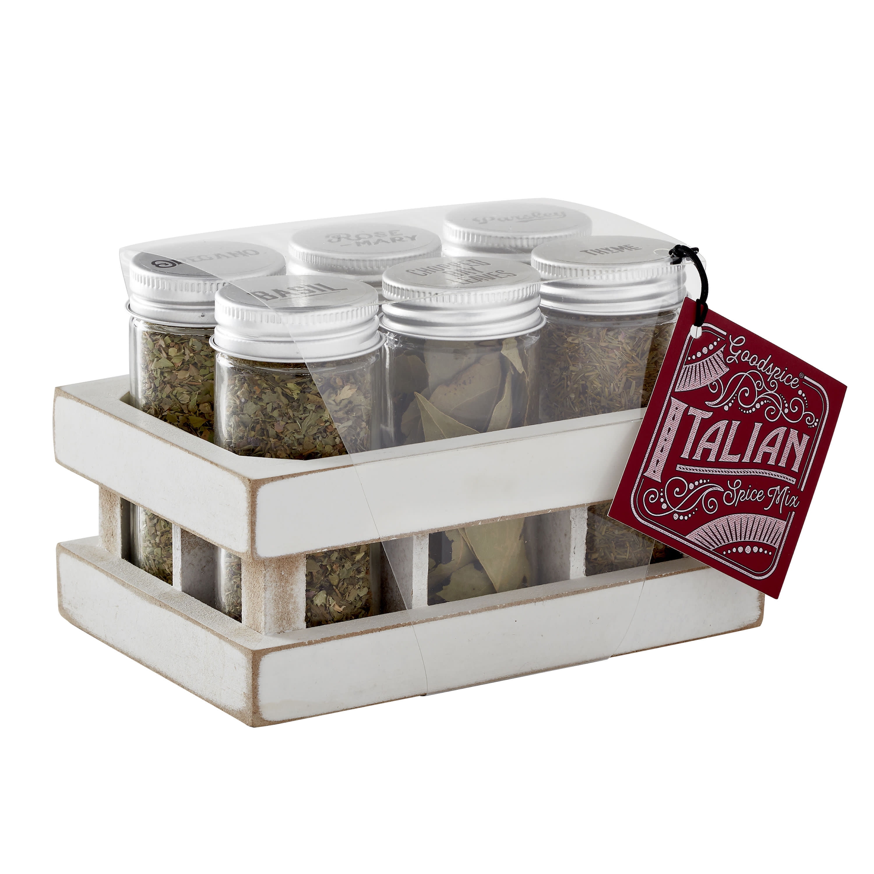Kamenstein Good Spice 6Jar Italian Crate Spice Rack in White, Spices