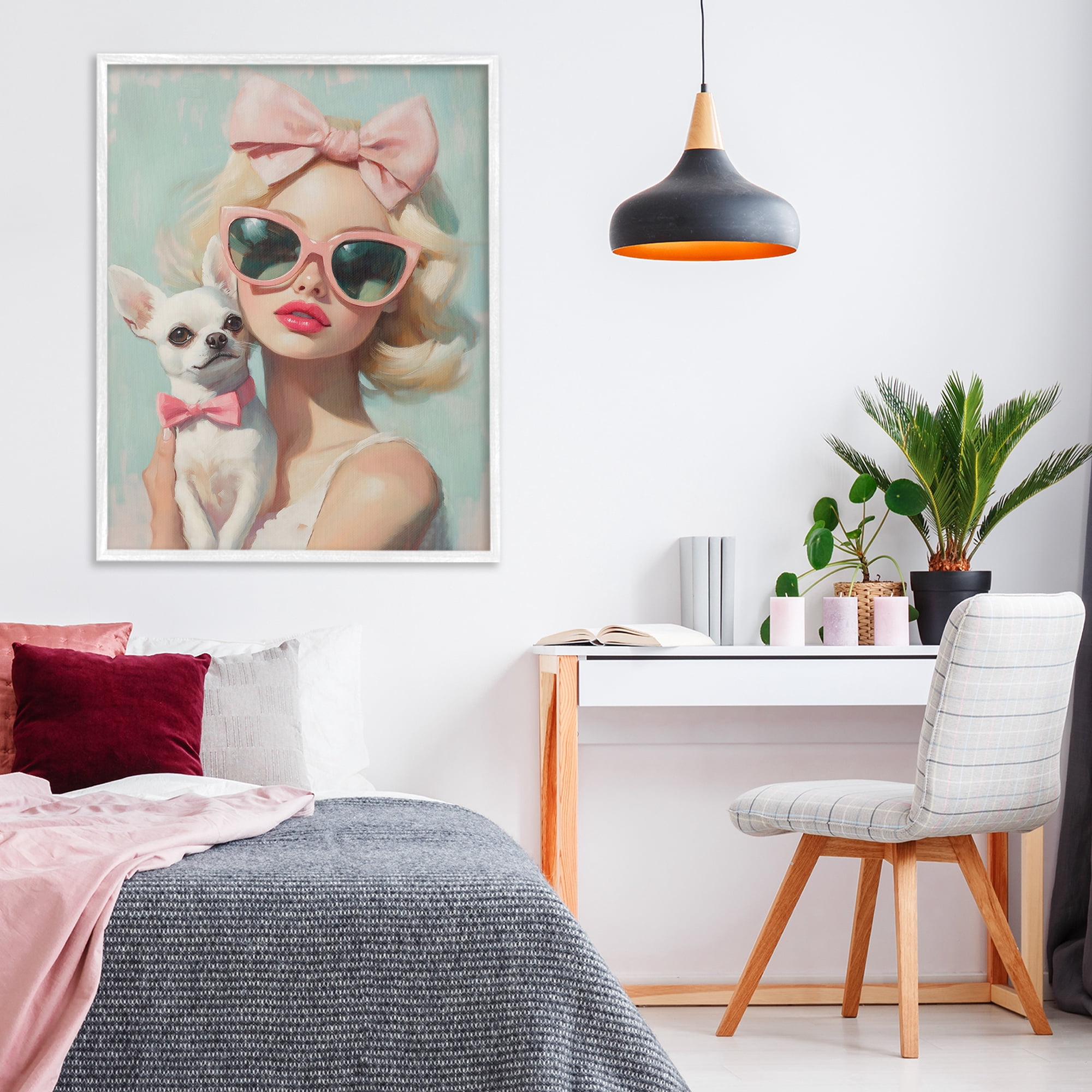 Stupell Industries Girl with Chihuahua White Framed Giclee Art, design by The Prints Vibe
