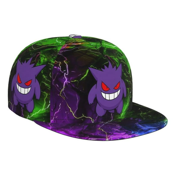 Gengar Baseball Cap For Men, Women & Kids, Classic Flat Brim Hat Hip Hop Trucker Hat Adjustable Snapback Hat
