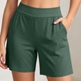 thumbnail image 2 of Women's Pajama Bottoms Dqueduo Women's Solid Color High Waisted Plus Size Loungewear Shorts With Pockets Elastic Drawstring Waistband Sleepwear Green XL, 2 of 10