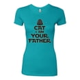 thumbnail image 3 of Cat I Am Your Father Cat Lover Womens Slim Fit Junior Tee, Tahiti Blue, Small, 3 of 5
