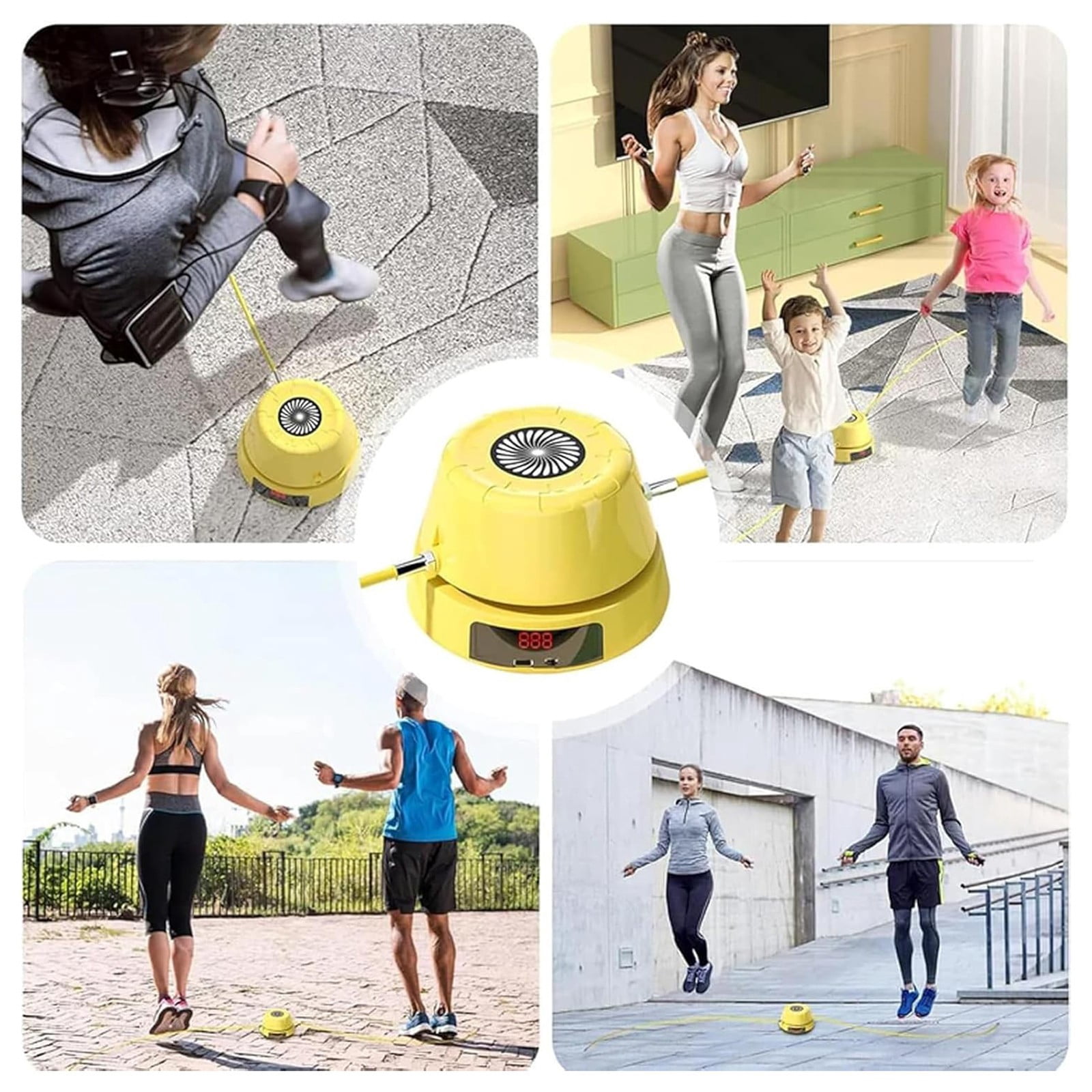 ZMKIAG Smart Electric Jump Rope Machine with Bluetooth Remote, Adjustable 10 Speed Smart Counting Rechargeable Jump Rope Trainer for Adults Kids Home Gym Indoor Fitness Workout