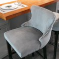 thumbnail image 5 of Velvet Counter Height Upholstered Barstools, Bar Stools Seat Height 27", Counter Height Armless Bar Chairs Button Tufted with Solid Wood Legs and Footrest for Kitchen Island Bar Area (Set of 8), 5 of 9