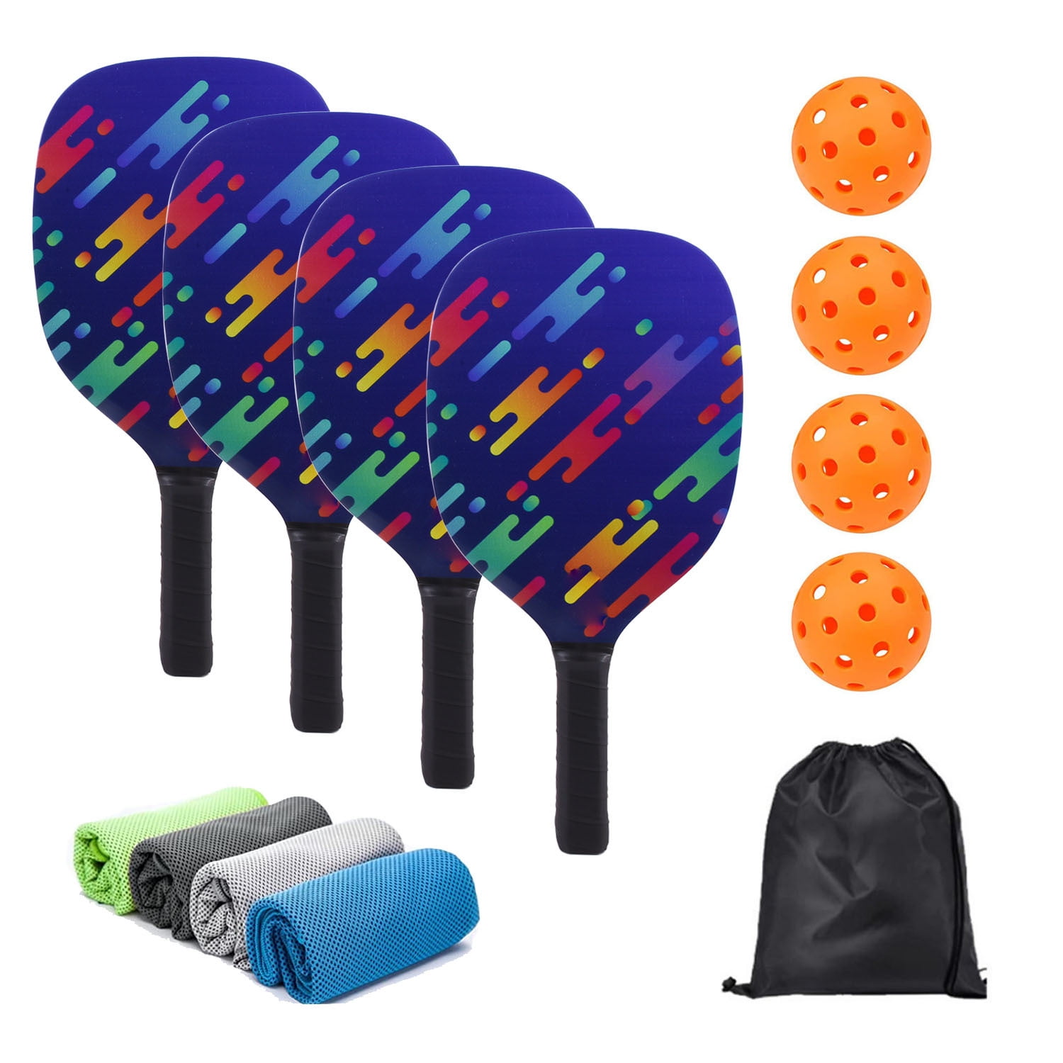 ASG Pickleball Set Including 4 Wood Pickleball Paddles,6 Balls and 1