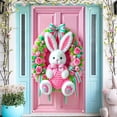 thumbnail image 4 of 3PCS Happy Easter Rabbit Wreath Porch Banner Sign Easter BunnyEgg Flower Decor Front Door Cover Decorative Hanging Welcome BannerFlag Easter Farmhouse Home Holiday Party Supplies Decoration 71x35Inch, 4 of 9