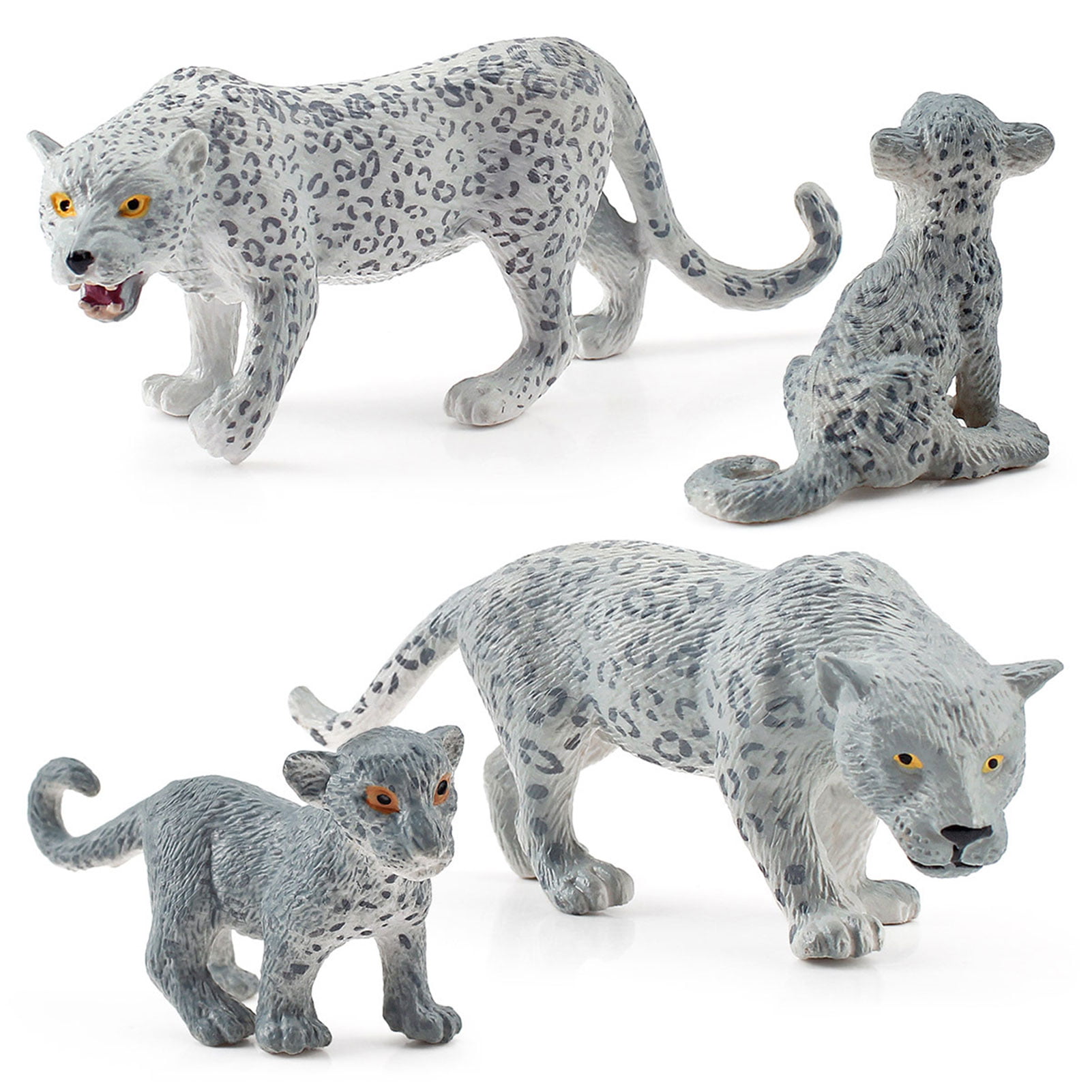 Younar 4 Pieces Realistic Snow Leopards Figurines | Highland Animals  Figures Playset Miniature Toys | Jungle Animal Toys Cake Toppers Birthday  Gift for Kids Toddlers 
