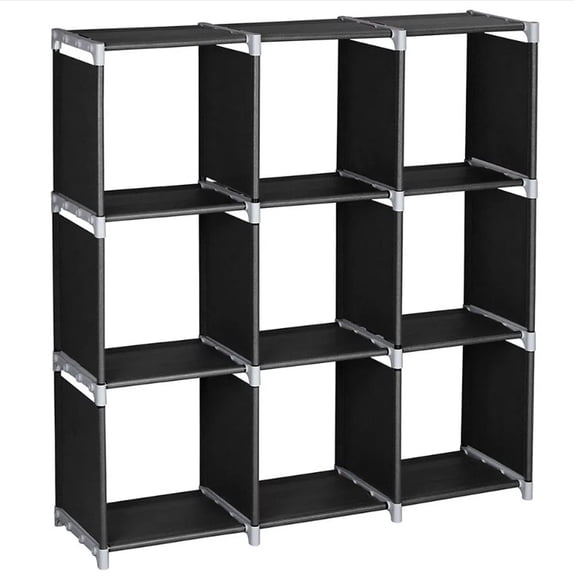 OPQC Simple Black 3layer 9grid Storage Cabinet Bookshelf