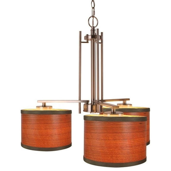 Woodbridge Lighting Hudson 3-light Metal & Veneer Chandelier in Nickel/Brulee