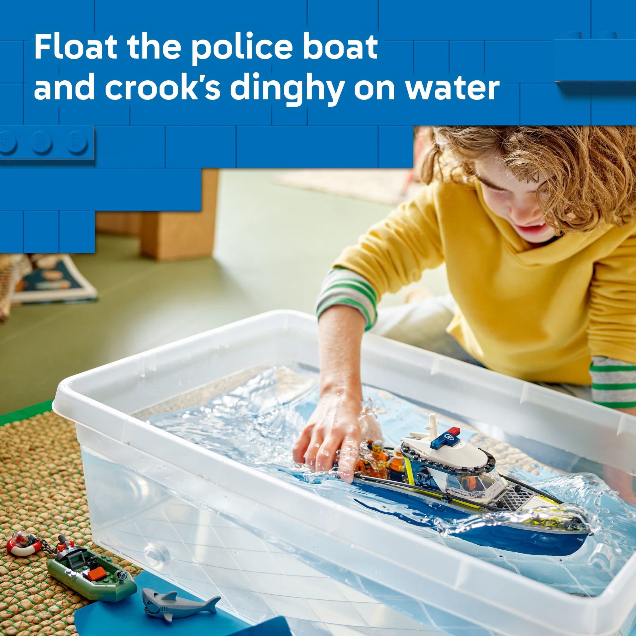 LEGO City Police Boat Chase Building Toy for Kids - Pretend Play Set for Boys & Girls, Ages 6+ - Building Blocks W/ 2 Floating Boat Toys for Playtime & Bath Time - Gift Idea for Birthdays- 60456