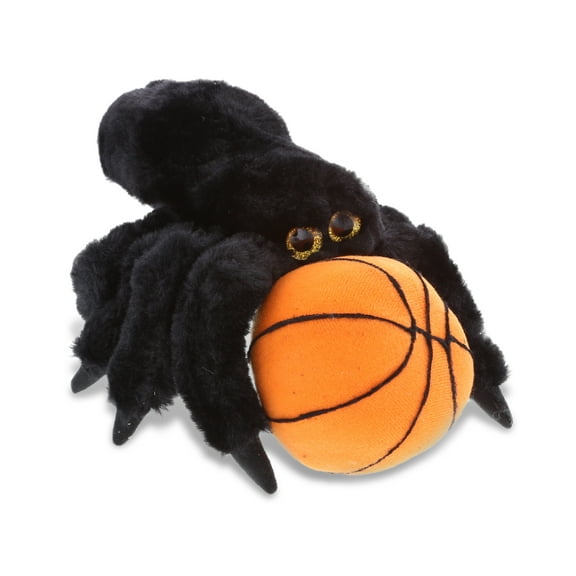 DolliBu Black Spider Stuffed Animal with Basketball Plush - Soft Plush Huggable Spider, Adorable Playtime Plush Toy, Cute Wildlife Gift, Basketball Plush Animal Toy for Kids, Adults - 7 Inch