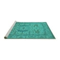 thumbnail image 2 of Ahgly Company Machine Washable Indoor Rectangle Oriental Turquoise Blue Industrial Area Rugs, 5' x 7', 2 of 4
