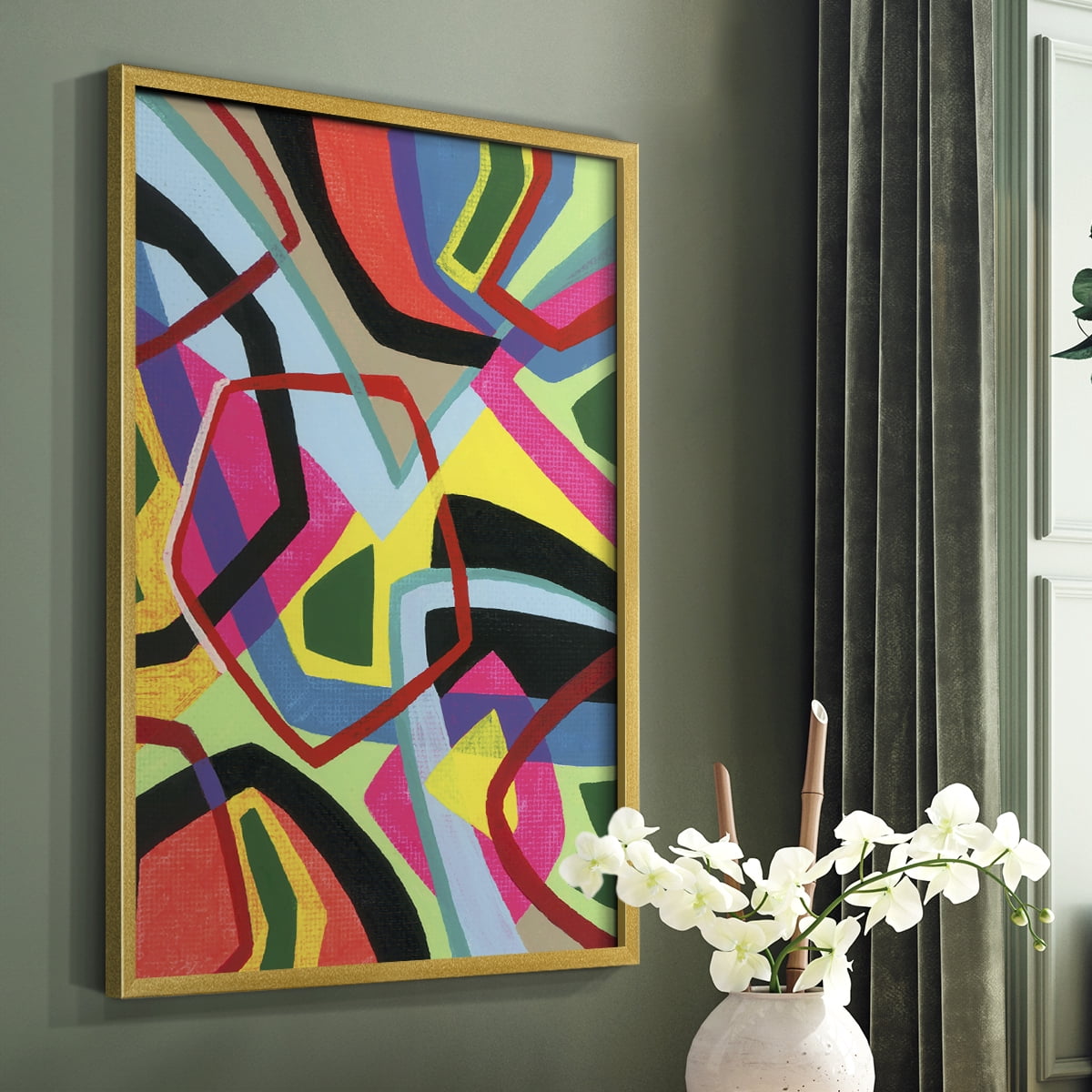 Bold Shape Shift II Framed Print in Gold Solid Wood Framed Print No Nail Hanging