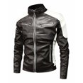 thumbnail image 2 of Men's Fashion Leather Jacket Brushed Warm Tooled Coat for Fall Winter Casual Outerwear, 2 of 2