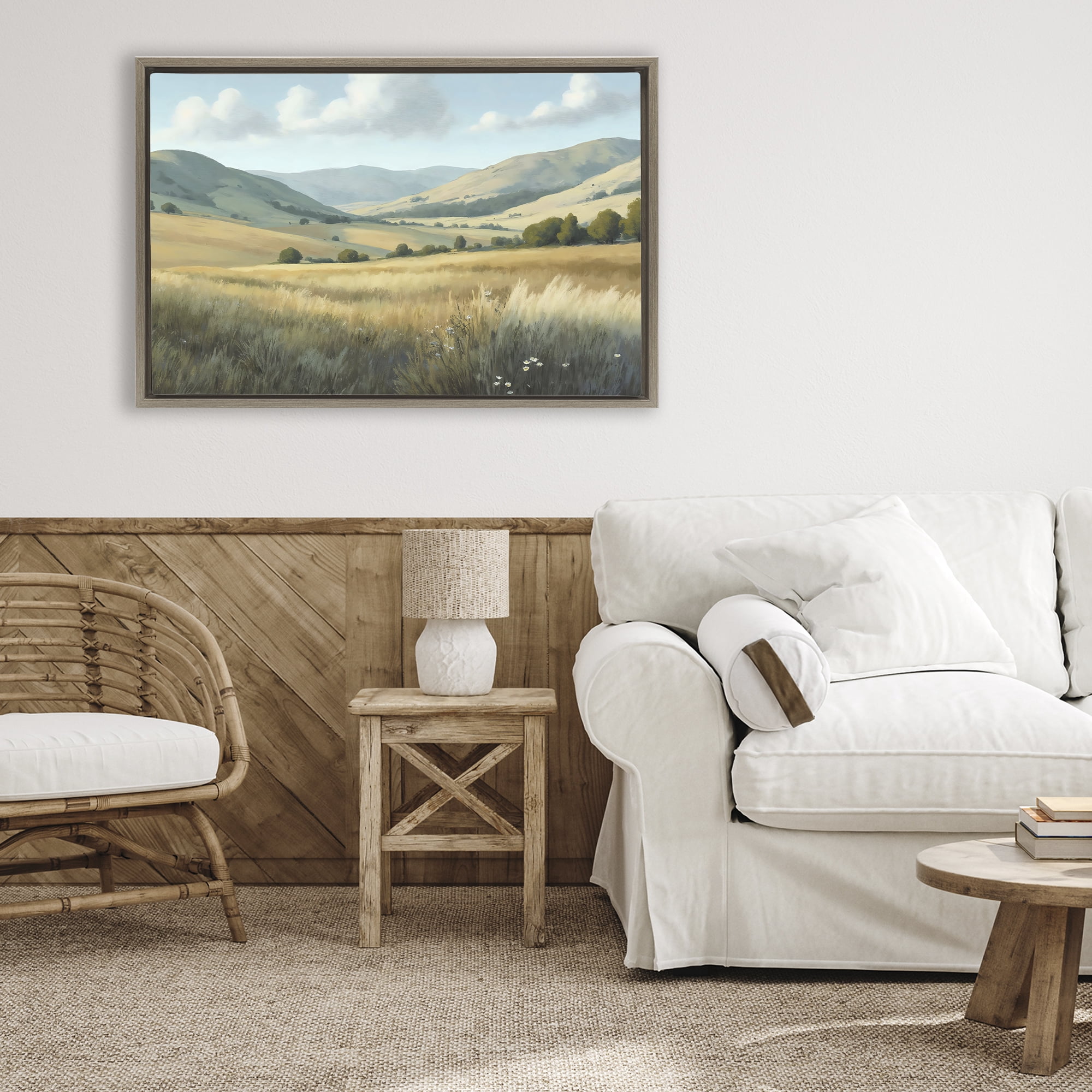 Stupell Industries Rolling Hills at Golden Hour Brown Framed Floater Canvas Wall Art, design by Creative Studio