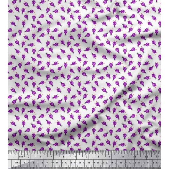 Soimoi Poly Georgette Fabric Bulb Cartoon Fabric Prints by Yard 42 Inch Wide