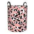 thumbnail image 2 of PAYOHTO Foldable Laundry Room Hamper Bucket Waterproof Bathroom Basket for College Student Living Room Storage Pillows Blankets Leopard Print Cow Skin Pink, 2 of 8