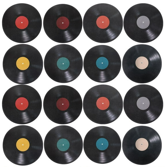 AURARMLET 16pcs Vinyl Records Decor for Wall Vinyl Wall Art Decal Black PVC Vintage Design