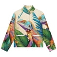 thumbnail image 4 of Jackets for Women Winter Coat Jackets Flannel Stand Collar Jacket(Tropical Lizard Floral Art,Size:S-4XL), 4 of 7