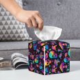 thumbnail image 4 of Kdxio colorful mushroom Skull Print Tissue Box Cover,Square Decorative PU Leather Facial Paper Case Organizer Holder Dispenser for Bathroom,Night Stands,Desk,Car 5.2''X5.2''X5.2'', 4 of 6