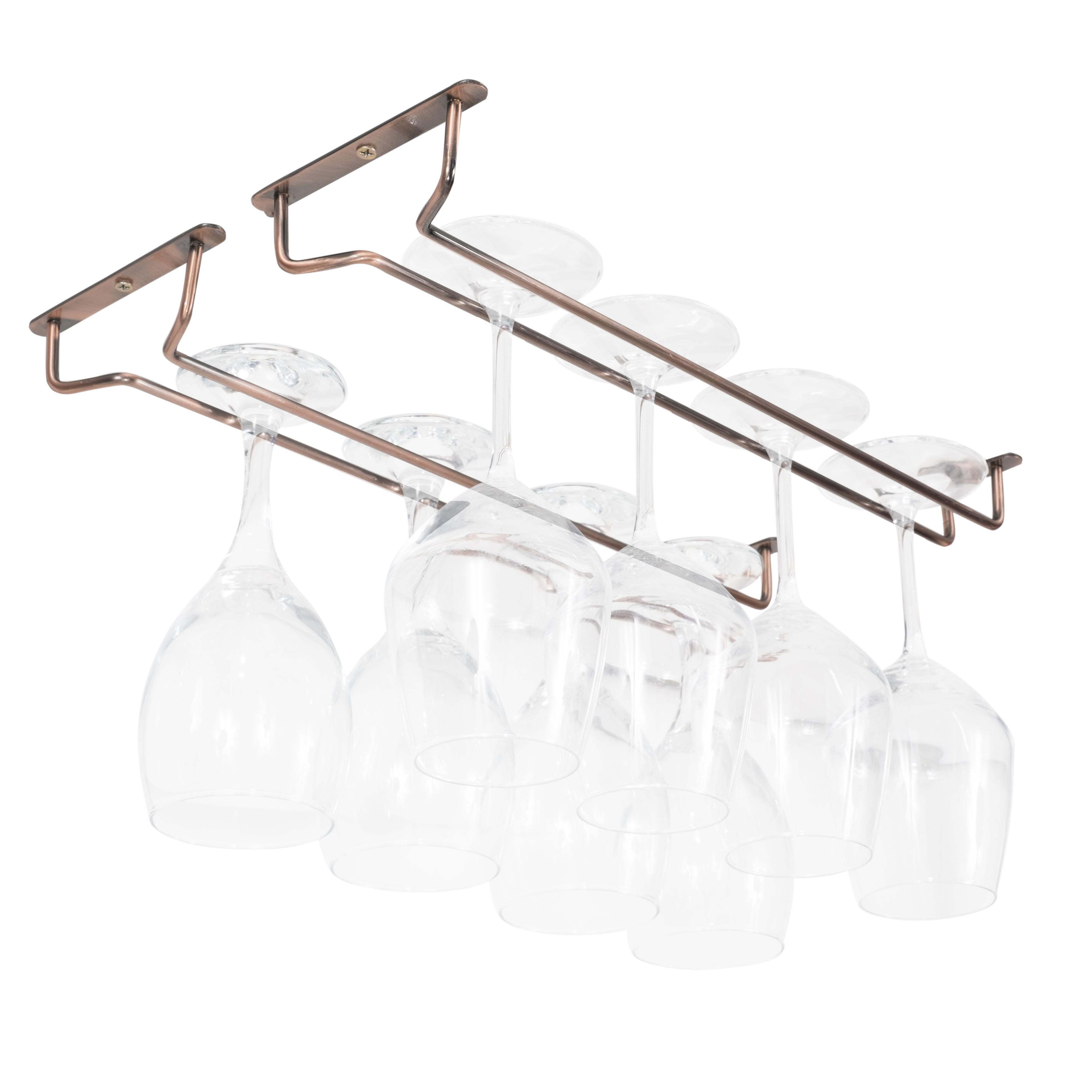 13 inch Chrome Glass Hanger Wine Glass Cup Holder Storage Rack Bar Hanging Shelf 