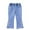 Light Blue G, variant on WRKEKC Jeans for Girls Bow Pearl Flare Slim Fit Denim Pants with Elastic Waist and Side Slit Hem Capri Pants 1-6 Years