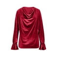 thumbnail image 4 of Womens Velvet Blouse Cowl Neck Draped Velour Long Sleeve Flurry Dressy Tops Spring Trendy Fashion Business Casual Outfit, 4 of 6