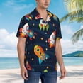 thumbnail image 3 of Balery Spaceships and Stars Camisas hawaianas de manga corta para hombre, camisas playeras de corte holgado, camisas de vacaciones con botones,XX-Large, 3 of 7