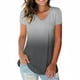 thumbnail image 2 of Camiseta de mujer con cuello en V, manga corta, gradiente superior, camiseta informal, gris, XL sidaley  AP001652-09, 2 of 5