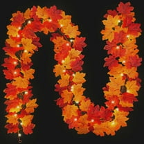 Scidweet Fall Maple Leaves Garland, 9 FT 50 LED String Lights Fall Decorations for Home Party Garland Thanksgiving Fireplace Indoor Outdoor Autumn Decor