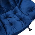 thumbnail image 6 of YYAo Modern Upholstered Accent Chair, Contemporary Lounge Chair Armchair with A Side Pocket and Stool, Fabric Lazy Chair for Living Room, Blue, 6 of 13