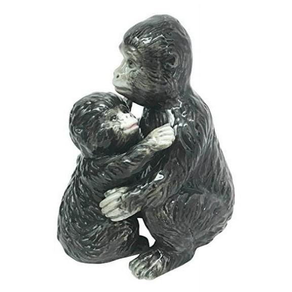 Jungle Mother Nature Gorilla Ape Mother Carrying Baby Salt Pepper Shaker Set Ceramic Magnetic Home and Kitchen Accessory