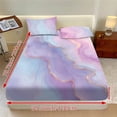 thumbnail image 3 of Jiueut Blue Marble Print Twin Size 3 Pieces Bed Sheet Set, Comfy Bedroom Decoration Cozy Easy Clean Fitted Sheet 2 Pillowcase for Women Men, 3 of 7